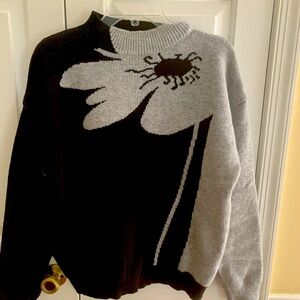 NWOT Black and Gray Floral Women's Sweater